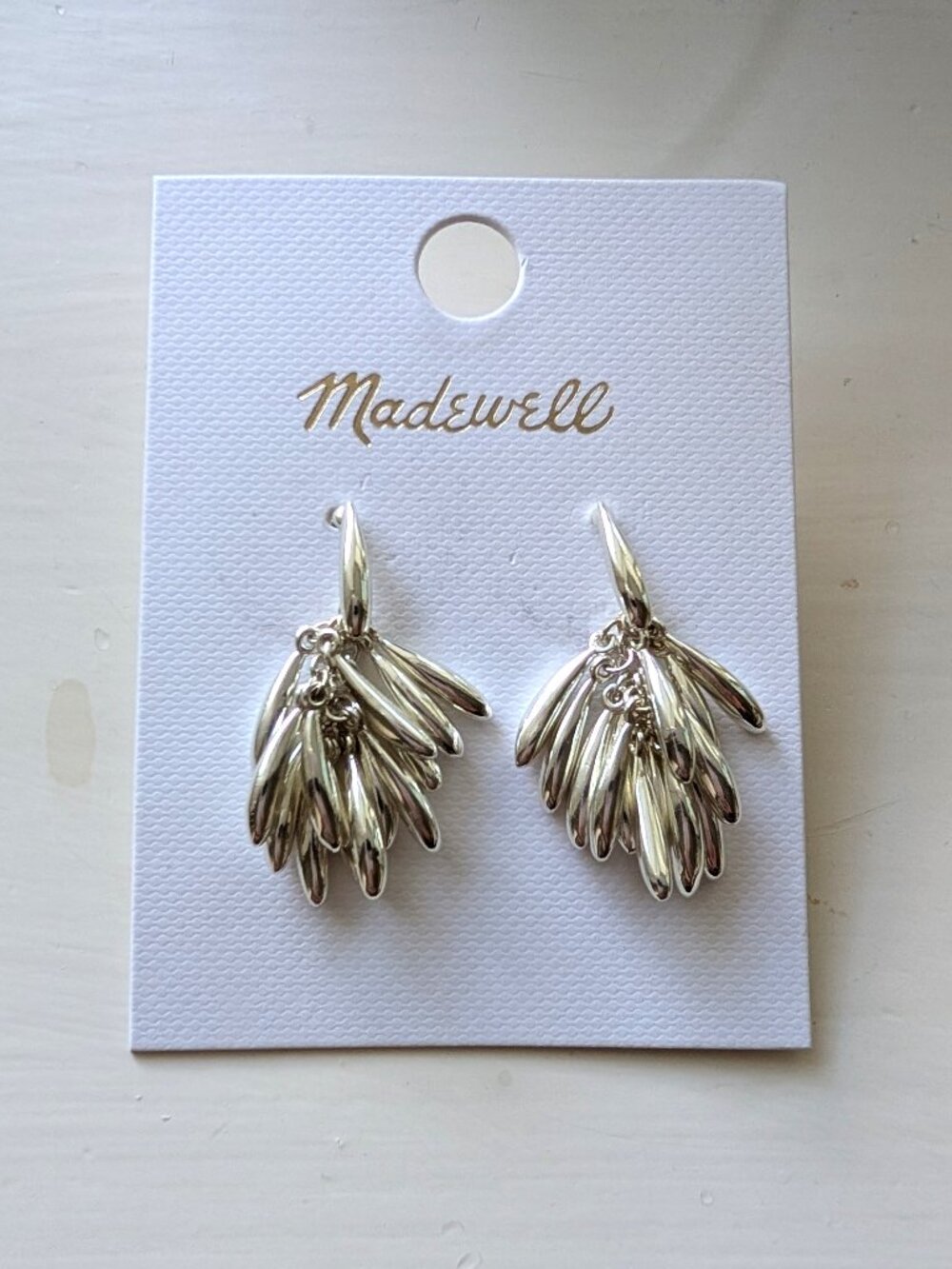 NWT Madewell Sculpted Teardrop Cluster Earrings in Light Silver